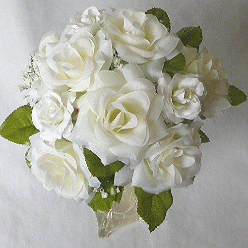 Amazon | トス用ブーケ〔アートフラワー（造花）〕ホワイトローズ